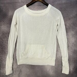 Lululemon Sweater Women Size Small White Crewneck Pullover Kangaroo Pocket